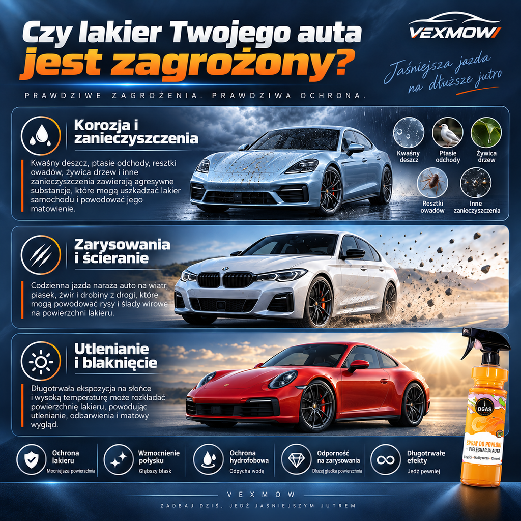 Powłoka Hydrofobowa 2w1 do Lakieru i Szyb Samochodowych 500 ml – Wysoki Połysk