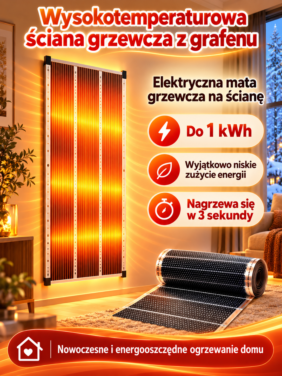 Grafenowa Mata Grzewcza na Ścianę – Ciche i Energooszczędne Ogrzewanie Domu
