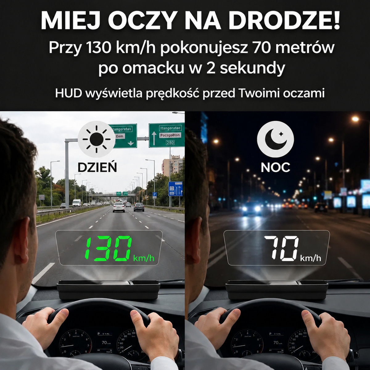 Wyświetlacz HUD GPS do Samochodu z Nawigacją AR