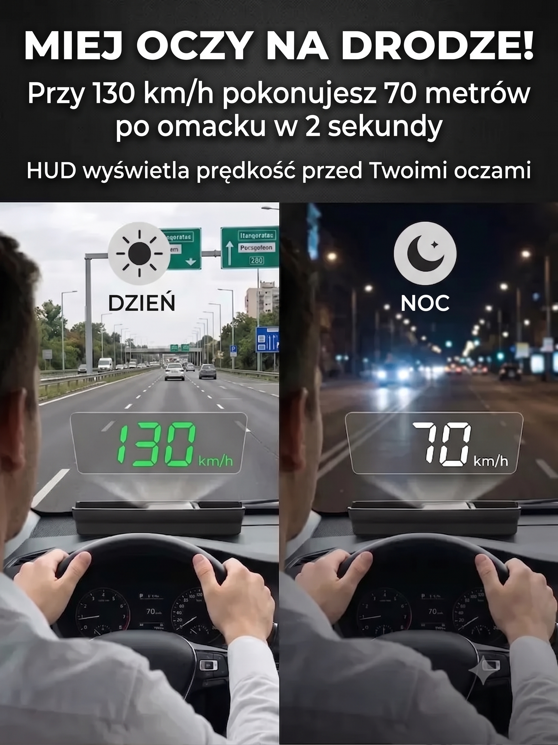 Inteligentny Wyświetlacz Samochodowy HUD GPS z Nawigacją AR i Antyradarem
