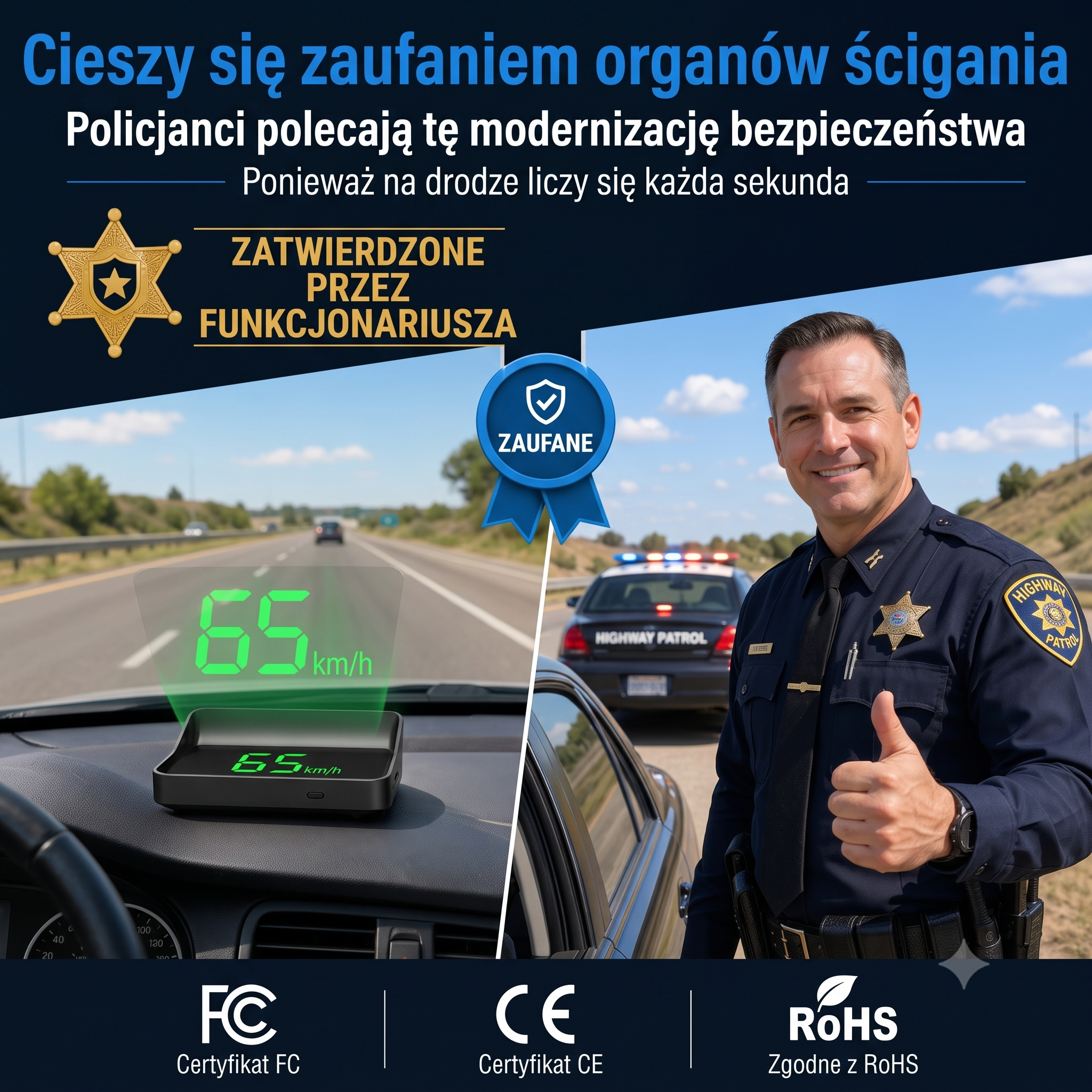 Inteligentny Wyświetlacz Samochodowy HUD GPS z Nawigacją AR i Antyradarem